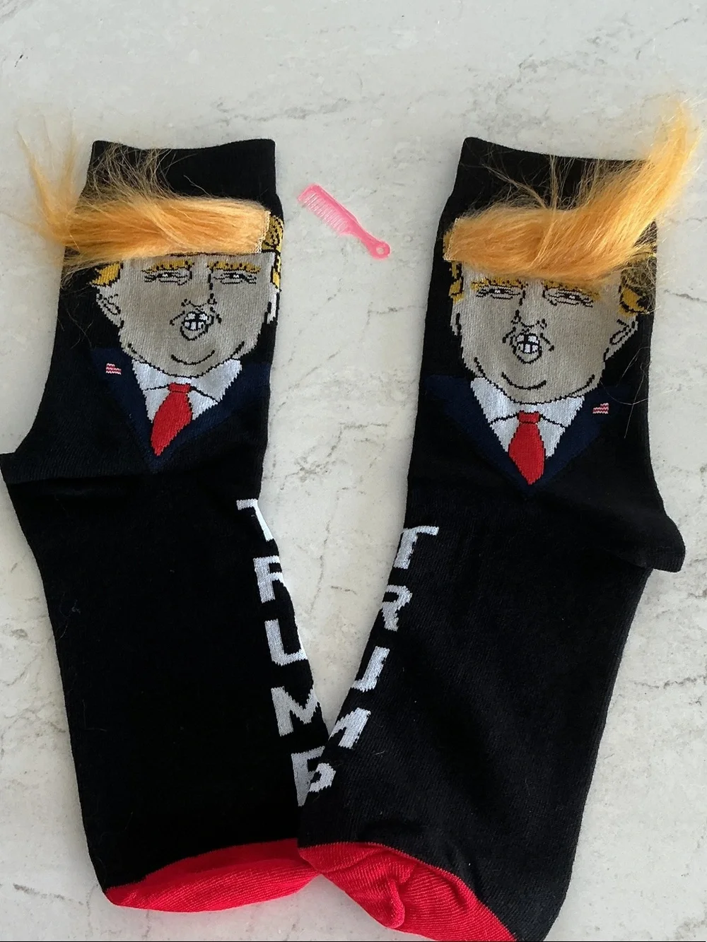 Black Socks with Red Toe and Yellow Trim Donald Trump